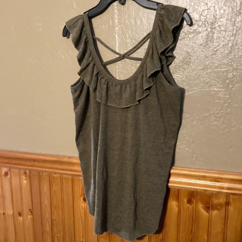 Chaser Green Ruffled Tank Top